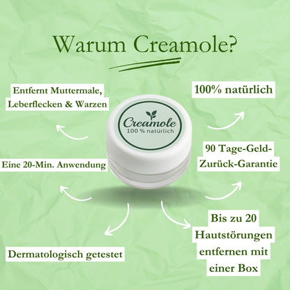 Creamole - Pflanzliche Creme zur Entfernung von Muttermalen, Leberflecken & Warzen